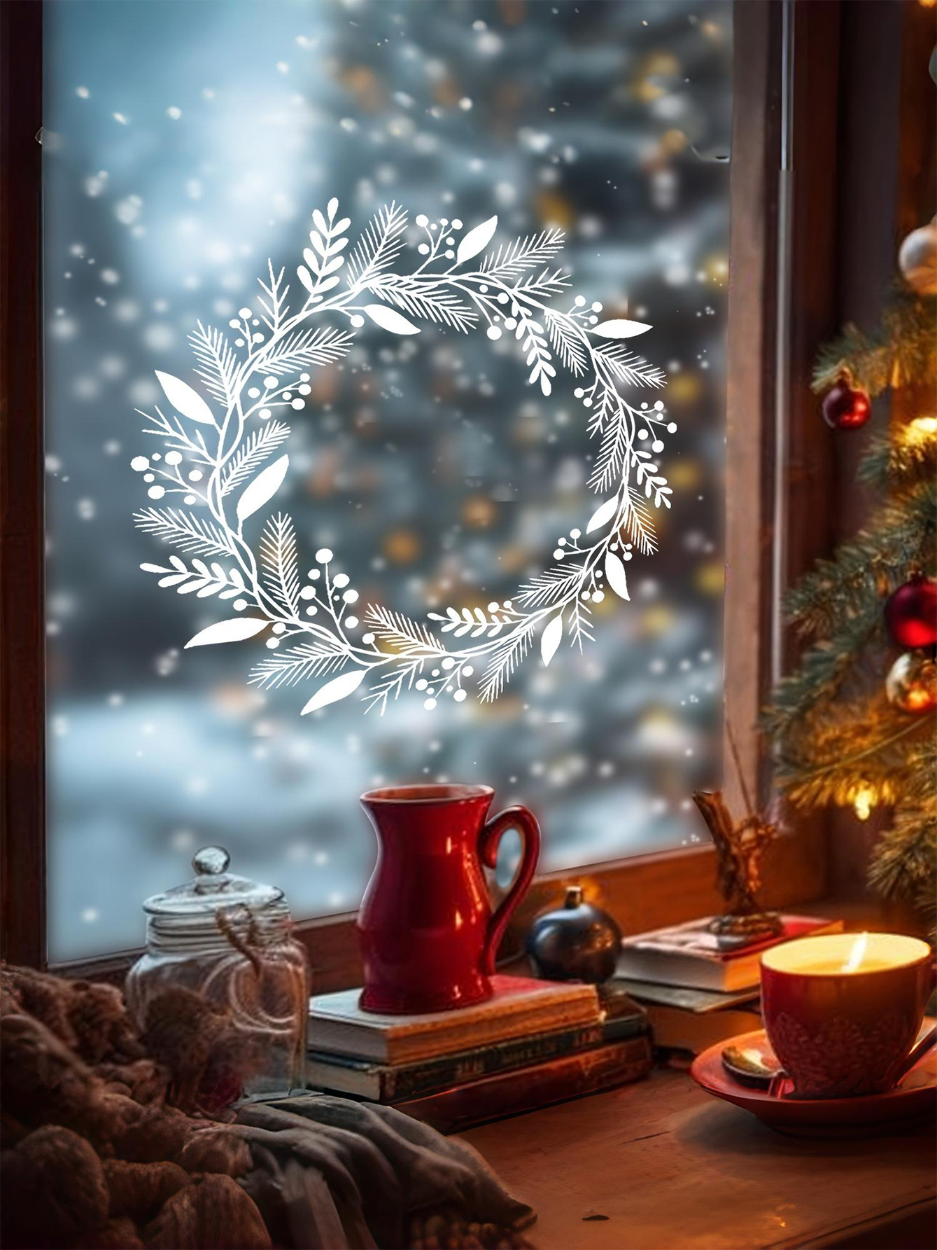 Christmas Wreath Window Sticker Decoration